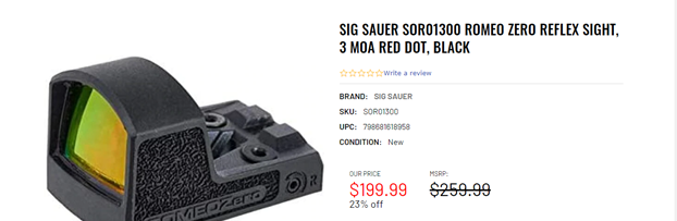 Sig Sauer SOR01300 Romeo Zero Reflex Sight
